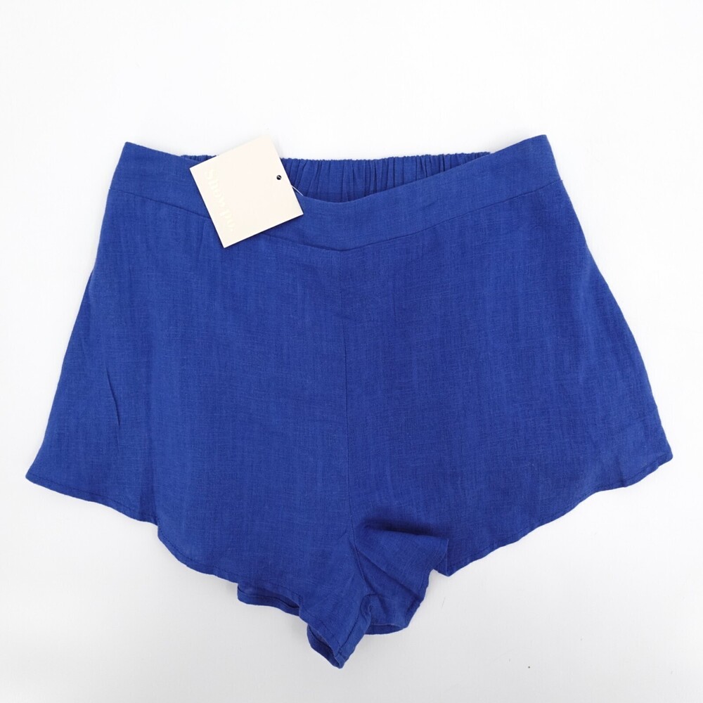 NEW Showpo Shorts Womens 8 Blue Pull On Elastic Waist Lined Casual